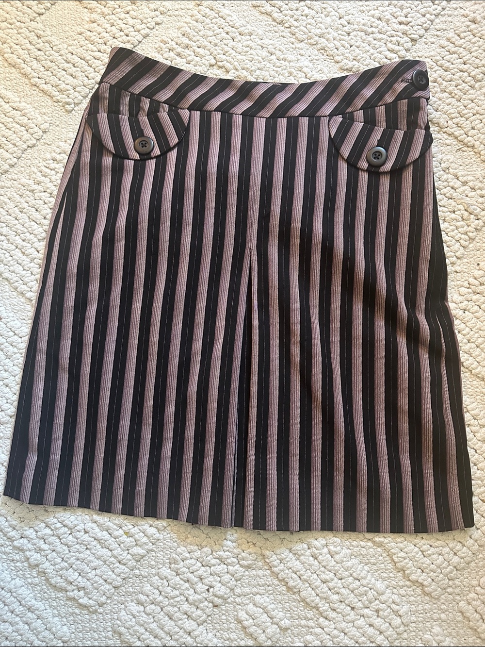 LOFT Black and Lavender Vertical Stripe Mini Skirt